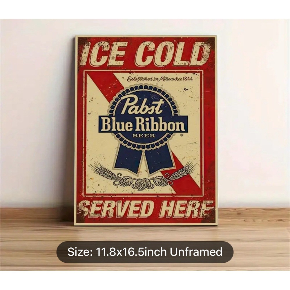 Pabst Blue Ribbon Vintage Advertising Reprint Beer‎ Poster 12x16 Bar Man Cave